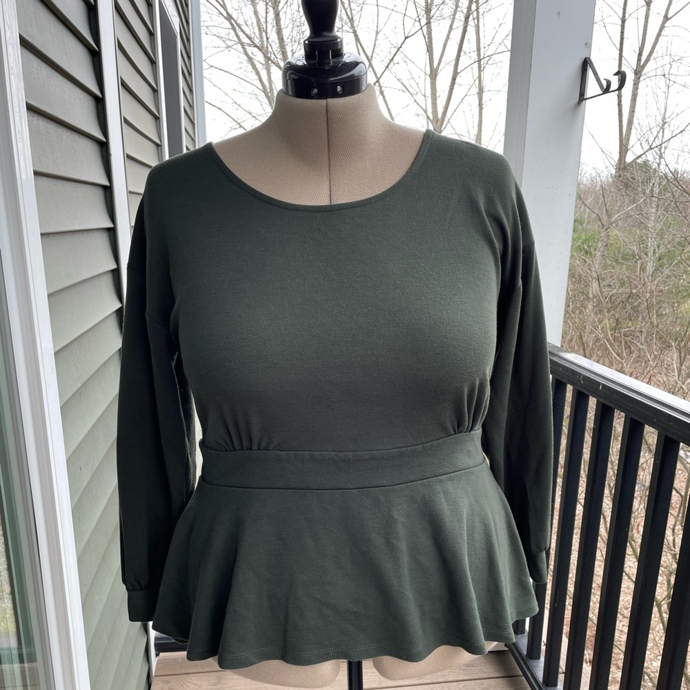 Eloquii Forest Green Peplum Top